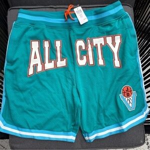 ▶️ JUST DON ◀️ ALL CITY Men’s Blue Green  Basketball Shorts